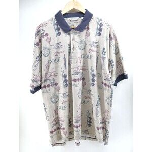 Vintage 90s Alexxus Exclusive‎ Mens Polo Shirt XL Prints all over Pattern